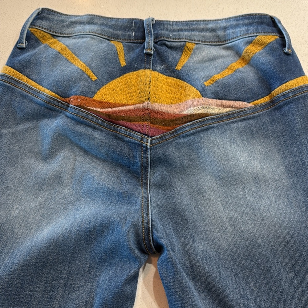 DRIFTWOOD Blue Flare Jeans with Multicolor Accents